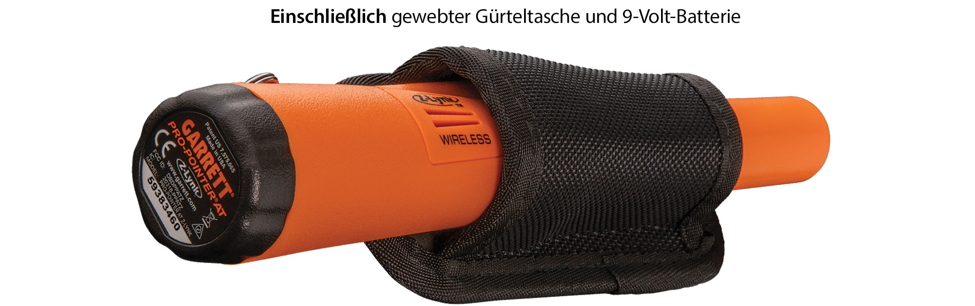 Einschließlich gewebter Gürteltasche und 9-Volt-Batterie