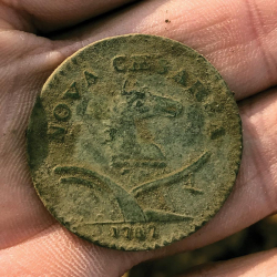 1787 New Jersey colonial copper coin, found by Eric S.