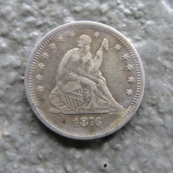 Pièce de 25 cents de Liberty assise de 1876, trouvée par Guy M.