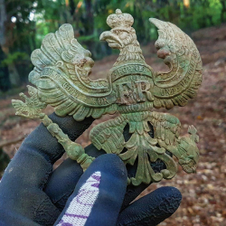 Placas de casco pickelhaube de infantería prusiana imperial de la Primera Guerra Mundial, descubiertas por Daniel A.