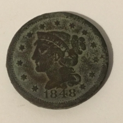 1848 Liberty Head Large cent, found by Henry R.