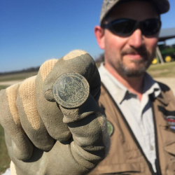 Virginia state Civil War era military button, found by Steve M.