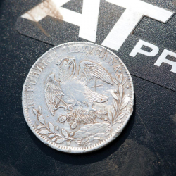 1830 silver Republic of Mexico 8 reale coin, found by Steve M.