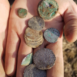 Acopio de monedas escocesas dispersas de Jaime III y Jaime IV, encontradas por Tanya M.