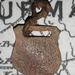 1926 Kaufman, Tx dog tag, discovered by Dean W.