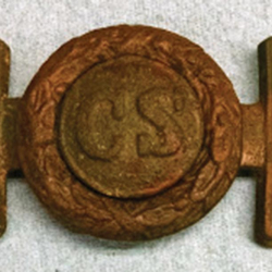 Confederate States Civil War two-piece buckle, found by Joe P.