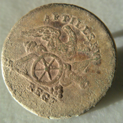 War of 1812 artillery button, found by Erin C.